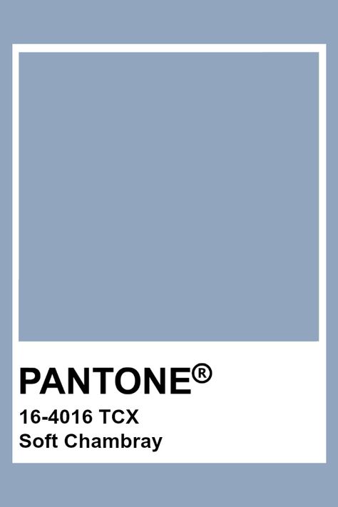 PANTONE 16-4016 TCX Soft Chambray #pantone #color Bleu Pantone, Pantone Azul, Gray Things, Pantone Tcx, Pantone Color Chart, Pantone Swatches, Pantone Palette, Pantone Colour Palettes, Casa Patio