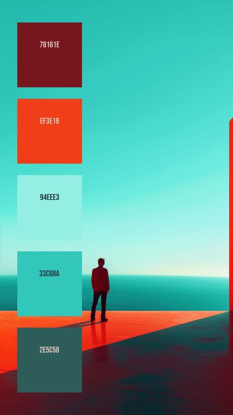 Colors: 78161E ° EF3E18 ° 94EEE3 ° 33C6BA ° 2E5C58 Turquoise Color Palette, Sky And Sea, Blue Color Combinations, Calm Sea, Red Colour Palette, Color Palette Bright, Bold Color Palette, Brand Color Palette, Blue Color Schemes