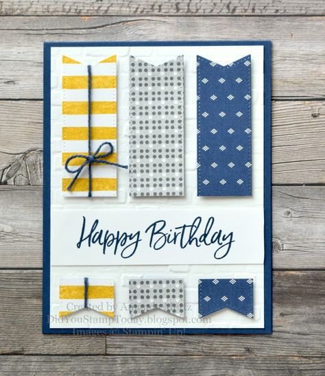 Masculine Cards Handmade, Stylish Shapes Dies, Sketches Challenge, Homemade Birthday Cards, Masculine Birthday Cards, Birthday Banners, Bday Cards, Boy Cards, Birthday Cards For Men