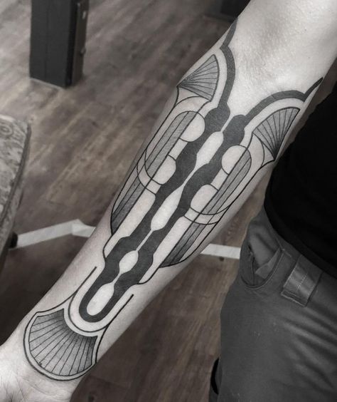 art deco tattoo Art Deco Style Tattoo, Art Deco Inspired Tattoo, Art Deco Tattoo Sleeve, Art Nouveau Forearm Tattoo, Art Nouveau Tattoo Black And White, Art Nouveau Tattoo Design, Building Tattoo, Deco Tattoo, Art Deco Tattoo