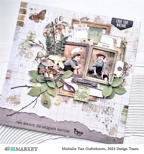 Landscape Scrapbook Layouts, 49 And Market Layouts, Scrapbooking Ideas Layouts, Nature Scrapbook Layouts, Easy Scrapbooking Ideas, Scrapbook Clusters, Standing On A Cliff, Mixed Media Scrapbooking Layouts, Nature Scrapbook