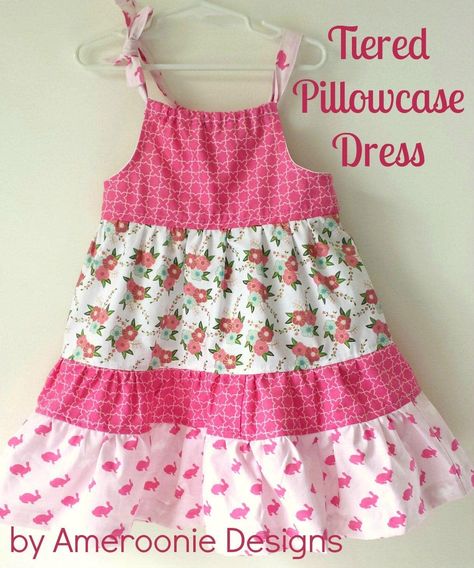 Tiered Pillowcase Dress Tutorial - The Polka Dot Chair Ameroonie Designs, Pillowcase Dress Pattern, Pillowcase Dresses, Dress Sewing Tutorials, Sewing Dress, Skirt Tutorial, Diy Vetement, Sewing Tutorials Free, Dress Tutorials