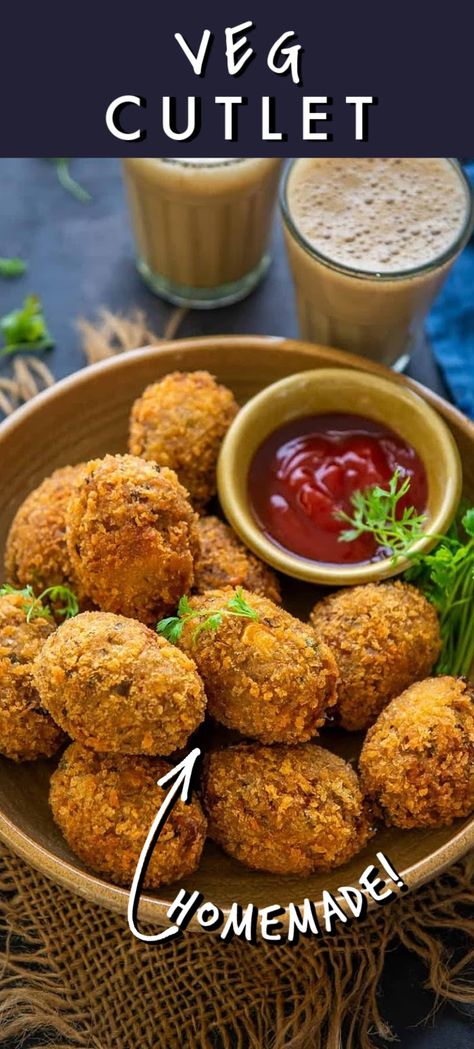 Crispy Veg Cutlet are Indian tea time snack made using a variety of vegetables. These are mostly fried until crisp and browned but you can definitely bake or air fry or bake them for a healthier version. Here is how to make it. Crispy Veg, Veg Cutlet Recipes, Veg Cutlet, Vegetable Cutlets, Cutlets Recipes, Red Chilli Powder, Grated Potato, Potato Onion, Chilli Paste