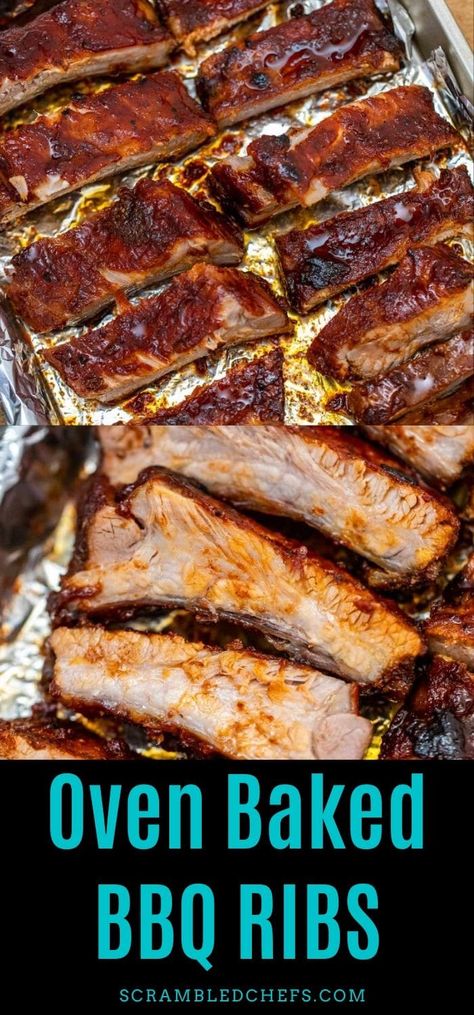 Wow everyone with BBQ ribs! This fall off the bone oven baked ribs recipe is a delicious choice that is foolproof and a true showstopper! #OvenBakedRibs #BakedRibs #BBQRibs #OvenBakedBBQRibs #Barbecue #BarbecueRibs Oven Baked Bbq Ribs, Homemade Bbq Rub, Back Ribs In Oven, Oven Baked Pork Ribs, Oven Pork Ribs, Baked Ribs Recipe, Ribs Recipe Oven, Baked Pork Ribs, Baked Bbq Ribs