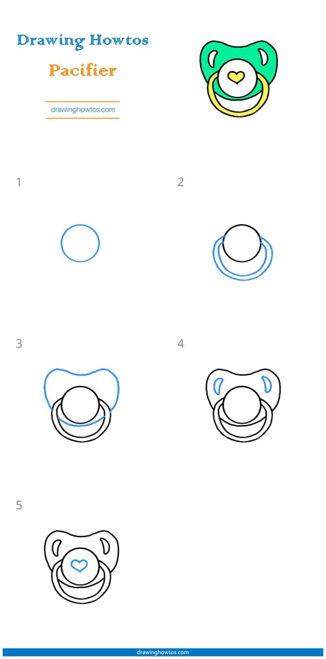 How to Draw a Pacifier - Step by Step Easy Drawing Guides - Drawing Howtos Pacifier Drawing Simple, How To Draw A Pacifier, How To Draw Baby, How To Draw A Baby, Pacifier Tattoo, How To Draw Babies, Pacifier Drawing, Baby Drawing Easy, Calendar Doodles