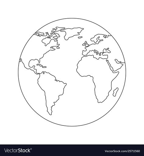 Planet Earth Drawing Simple, Earth Outline Drawing, Planet Earth Tattoo Design, Earth Globe Illustration, Earth Vector Illustration, Earth Outline Tattoo, Earth Globe Tattoo, Globe Art Drawing, World Illustration Globe