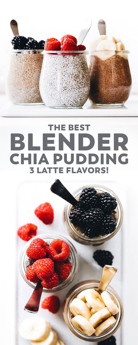 The BEST ultra creamy chia seed pudding made in the blender with 3 latte inspired flavors to choose from – breakfast, dessert, or perfect prep ahead snack! #vegan #chia #glutenfree #paleo #healthy #snack #breakfast #easyrecipe Blender Chia Pudding, Chai Recipes, What Is Healthy Food, Healthy Food Habits, Aip Diet, Wholesome Recipes, Healthy Food Facts, Healthy Breakfasts, Best Blenders