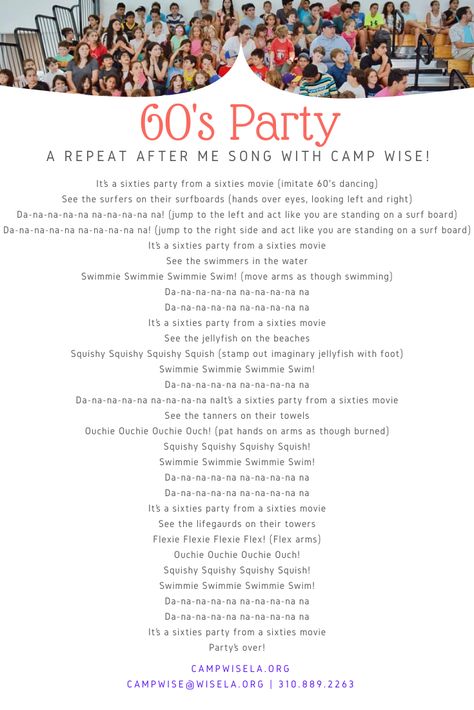 Camp Chants For Kids, Preschool Camping Songs, Camping Songs For Kids, Repeat After Me Songs, Girl Scout Songs Printable, Camp Songs Repeat After Me, Girl Scout Camp Songs, Beach Songs, 60's Party