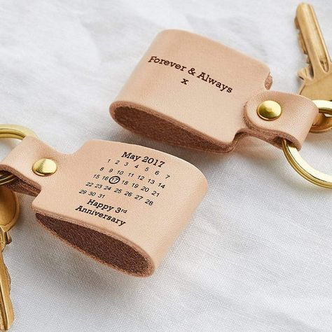 Third Wedding Anniversary Gifts, Third Wedding Anniversary, Leather Engraved, Personalised Calendar, Personalised Keyrings, Leather Keychains, Leather Anniversary Gift, Leather Engraving, Leather Anniversary