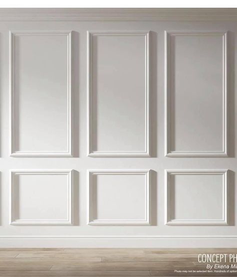 Molding On Walls Living Room Modern, Accent Walls With Squares, Wooden Moulding Design Wall, Green Wall Wainscoting, Wall Treatments For Hallways, Board Snd Batten Wall Bedroom, Paneled Dining Room Wall, White Moulding Wall, Wall Trimming Ideas