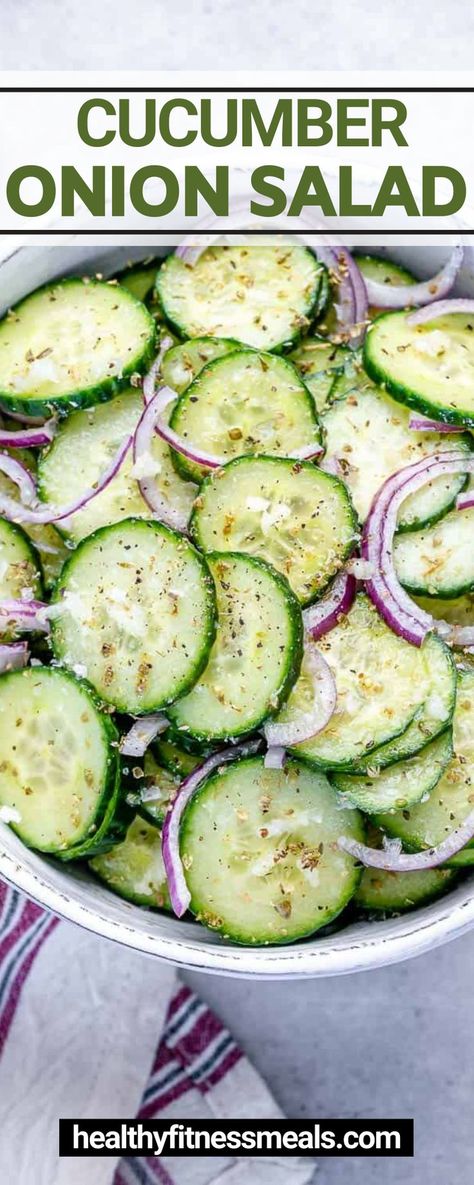 Salad With Onion, Cucumber And Onion Salad, Onion Salad Recipe, Cucumber And Onion, Cucumber Onion Salad, Cucumber Salad Vinegar, Tuna Casserole Easy, Cucumber Onion, Vinegar Cucumbers