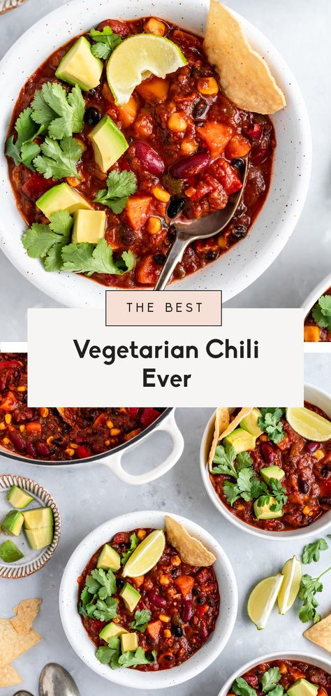 Essen, Best Vegetarian Chili Recipe, Plant Meals, Best Vegetarian Chili, Easy Vegetarian Chili Recipe, Vegan Greek Yogurt, Vegetarian Chili Easy, 2023 Food, Vegetarian Chili Recipe