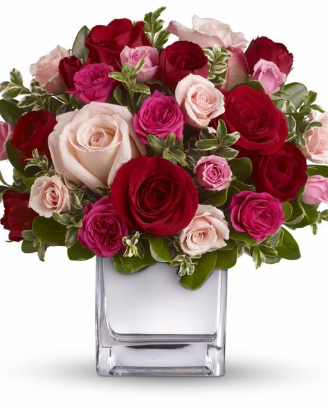 Check out these inspiring flower arrangements and color combinations using the perennially popular rose. Bunch Of Red Roses, Gubahan Bunga, Rose Delivery, Simple Wedding Flowers, Red And Pink Roses, Anniversary Flowers, Rose Arrangements, Valentines Flowers, Same Day Flower Delivery