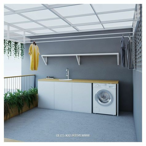 Backyard Laundry Room, Terrace Washing Machine Ideas, Laundry Room Semi Outdoor, Rooftop Laundry Area, Outdoor Laundry Area Patio, Backyard Laundry Area, Outdoor Laundry Room Ideas Patio, Outdoor Laundry Area, Outdoor Laundry Rooms