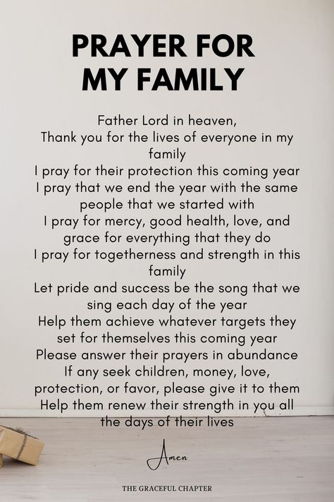 Prayer for Family Praying For The Family, Christmas Blessings For Family, Happy New Year Prayer For Family, Family Prayers For Healing, Prayers To Pray For My Family, Prayers For Our Family, Prayers For Prayer Board, New Year Prayer For Family, The Graceful Chapter Prayers