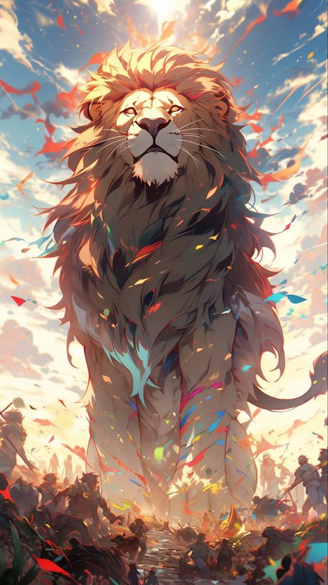 Cool Animal Art, Fantasy Lion Art, Lion Concept Art, Leon Anime, Lion Illustration Art, Lion Anime, Fantasy Lion, Anime Lion, Abstract Lion