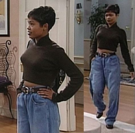 Fresh Prince Outfits, Black Hollywood Glamour, 00’s Fashion, Nanny Outfit, Black 90s Fashion, 90s Mom Jeans, 90’s Outfits, Nia Long, 90s Fits