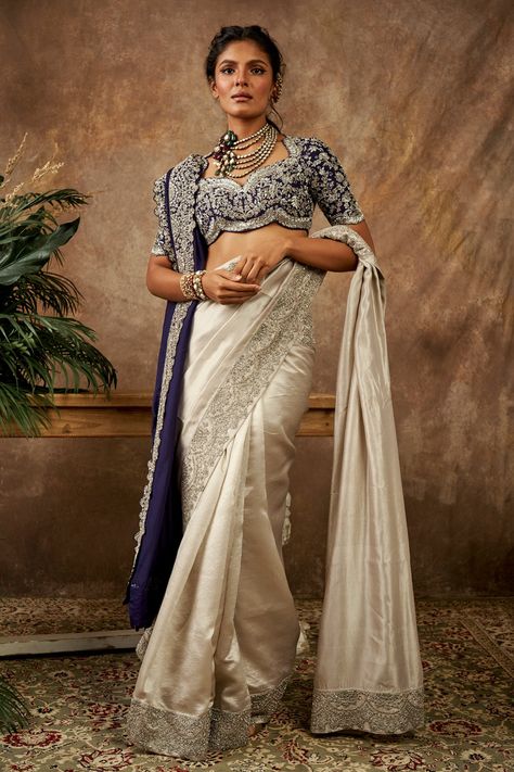 Couture, Designer Reception Saree, Saree With Dupatta Draping, Fancy Sarees Wedding Reception, Saree From Scratch, Saree With Dupatta, Reception Saree Look, Reception Saree For Bride, Zardozi Saree