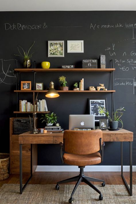 home decor interior design, interior bedroom design, kitchen designs, living room interior Men’s Home Office Ideas, Mans Office Decor, Men’s Home Office, Creative Workspace Inspiration, Charcoal Walls, Dark Grey Walls, Small Home Offices, Man Office, Computer Room