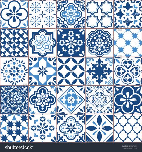 Lisbon geometric Azulejo tile vector pattern, Portuguese or Spanish retro old tiles mosaic, Mediterranean seamless navy blue design.Ornamental indigo textile backgroundPortuguese#pattern#Spanish#tiles Old Tiles, Wallpaper Tile, Blue Mosaic Tile, Navy Blue Design, Mediterranean Tile, Tiles Mosaic, Floral Mosaic, Portuguese Tiles, Tile Wallpaper