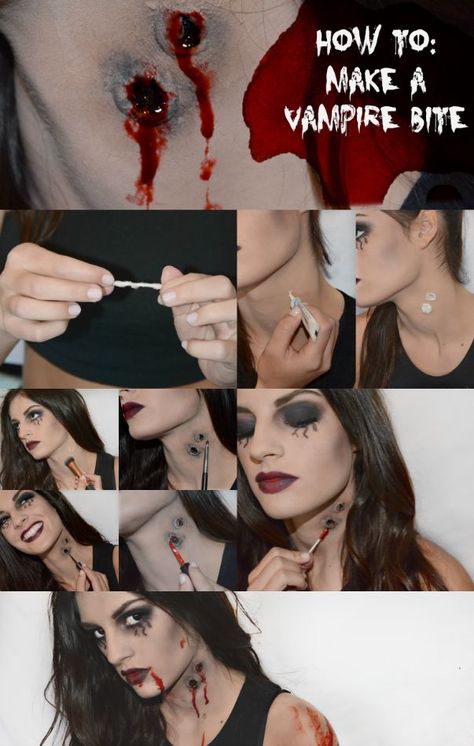 :-) Halloween Makeup Hacks, Make Up Diy, Vampire Bites, Halloween Make-up Looks, Halloweenský Makeup, Vampire Makeup, Creepy Halloween Makeup, Halloween Vampire, Halloween Makeup Scary