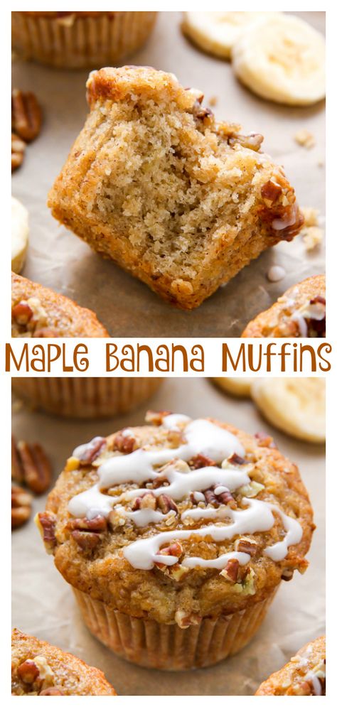 Maple Pecan Muffins, Banana Muffins Vegan, Banana Pecan Muffins, Nature Recipes, Maple Muffins, Vegan Banana Muffins, Biscuits Recipes, Banana Muffins Easy, Pecan Muffins