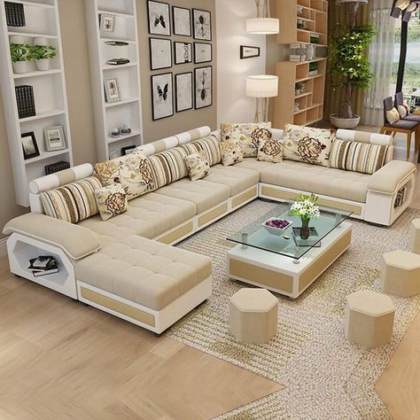 Modern Living Room Sofa Set, Sofa Kulit, Luxury Sofa Design, U Shaped Sectional Sofa, Corner Sofa Design, Modern Sofa Living Room, Modern Sofa Designs, Sofa Bed Design, Living Room Sofa Set