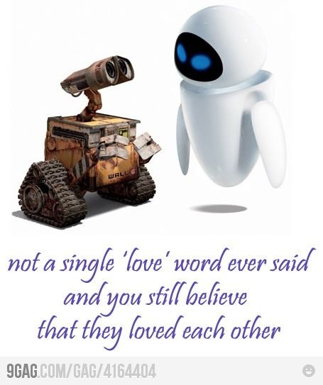 WALLE Love. The expression of love means more than the word. Anyone can say it but not everyone can show it. Walle Y Eva, Wall E Eve, Retro Video, Wall E, Disney And Dreamworks, Disney Love, Disney Magic, Disney Movies, The Words