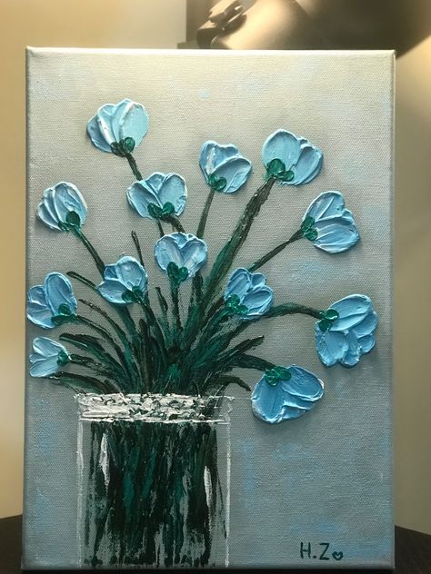 Simple Texture Painting Ideas, Clay And Acrylic Painting, Contempory Art Painting, Mini Texture Painting, Texture Painting Flowers, 3d Painting On Canvas Acrylics, Texture Painting Ideas, Thick Acrylic Painting, Textured Flower Art