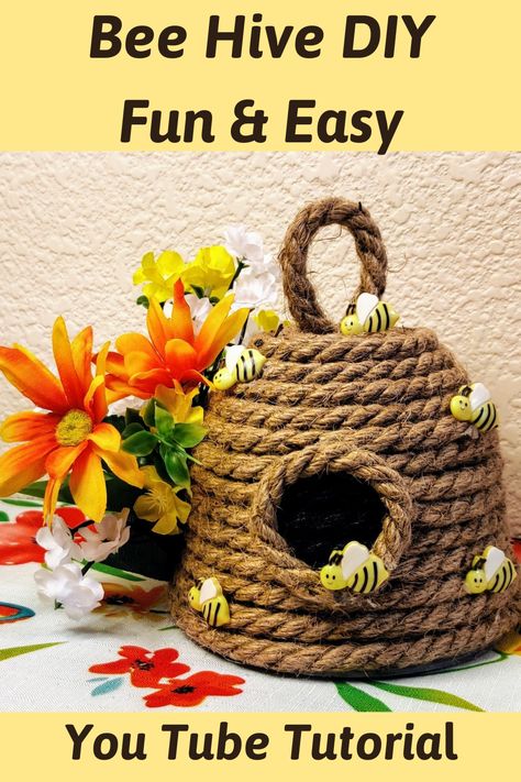 Diy Honey Bee Hive, Honey Bee Crafts Diy Projects, Diy Bee Skep, Beehives Diy Crafts, Paper Mache Bee Hive, Diy Bumble Bee Crafts, Diy Beehive Decoration, How To Make A Bee Hive, Bee Hives Diy Craft