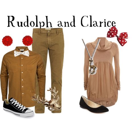 "Rudolph and Clarice - Rudolph the Red Nosed Reindeer" by marybethschultz on Polyvore Rudolph And Clarice Costume, Reindeer Inspired Outfit, Diy Rudolph Costume, Rudolph The Red Nosed Reindeer Costume, Clarice Rudolph, Village Outfit, Rudolph Costume, Rudolph Party, Rudolph And Clarice