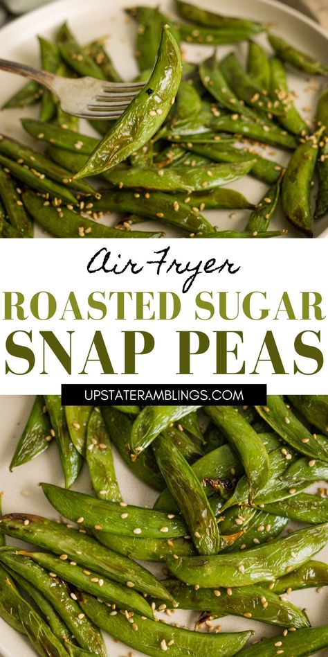 Air Fryer Roasted Sugar Snap Peas Snap Beans Recipe, Roasted Snap Peas, Snap Pea Recipe, Peas Side Dish, Sugar Snap Pea Recipe, Snap Peas Recipe, Pea Snacks, Snap Beans, Snap Pea