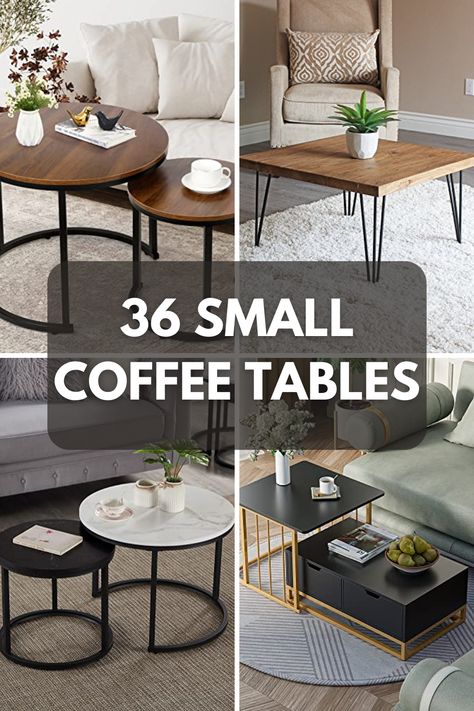 Browse our selection of small coffee tables designed to fit beautifully into your tiny living areas. From modern to rustic, find the perfect centerpiece for your intimate gatherings. #GoTinySpace #SmallCoffeeTables #TinyHomeFurniture #SpaceSavingDesign Coffee Tables Small Living Room, Small Room Coffee Table, Small Space Coffee Table Ideas, Small Living Room Coffee Table Ideas, Coffee Table Ideas For Small Spaces, Small Coffee Tables For Small Spaces, Nesting Coffee Tables Living Room, Small Coffee Table Ideas, Tiny Coffee Table