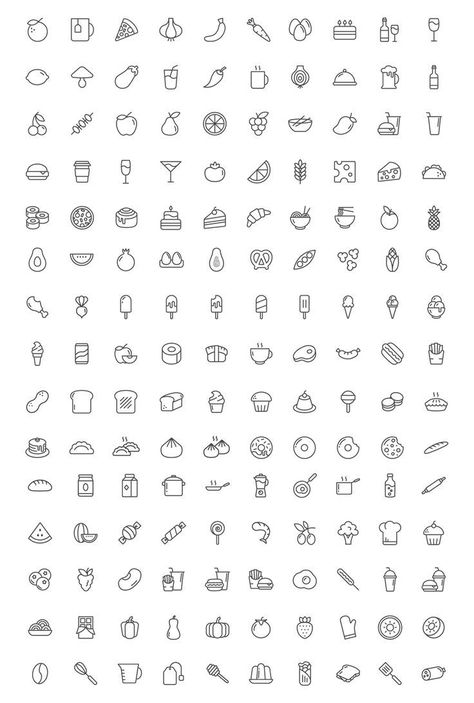 150 Minimalist Food Icons icons aesthetic Scone Tattoos, Mini Food Tattoos, Minimalist Food Drawing, Minimalist Food Tattoo, Minimalist Food Illustration, Minimalist Food Packaging, Food Tattoo Ideas, Iconic Recipes, Vegetable Tattoo