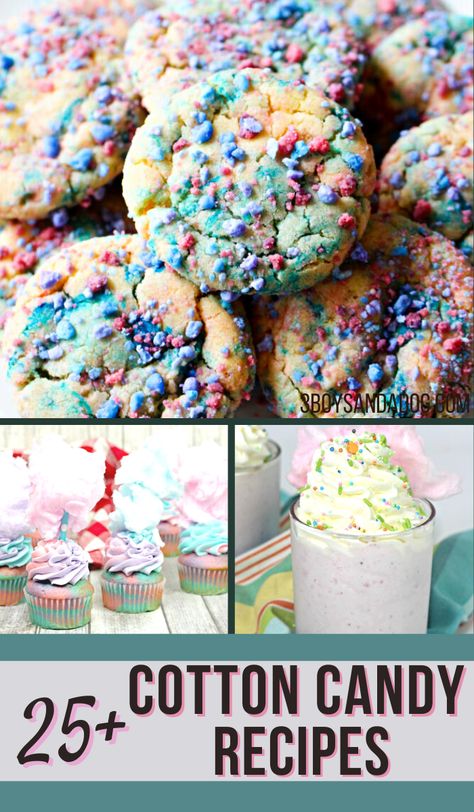 Who loves Cotton Candy Recipes? This list of sweet treats ranges from cotton candy cupcakes to a protein cotton candy ice cream. Cotton Candy Fudge Recipes, Cotton Candy Cupcakes Recipe, Cotton Candy Recipes, Cotton Candy Cheesecake, Cotton Candy Fudge, Cotton Candy Recipe, Cotton Candy Cake, Candy Cookies Recipes, Cotton Candy Ice Cream