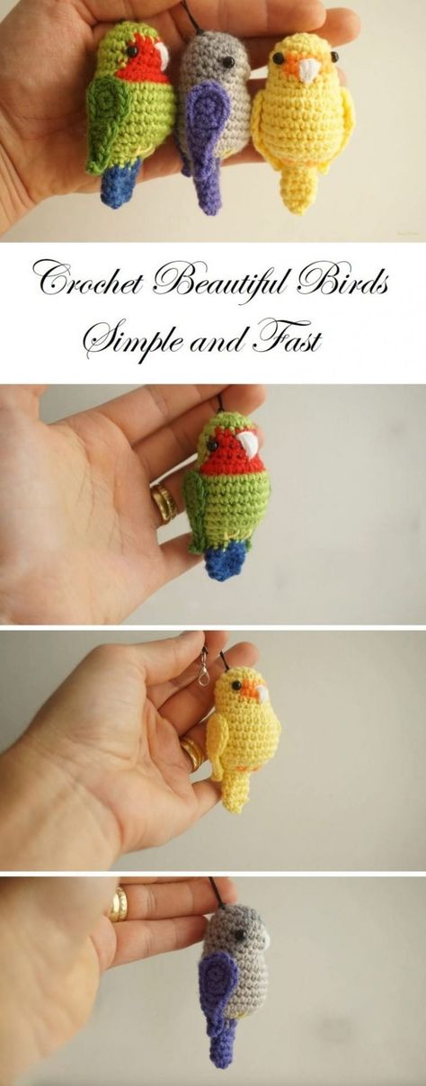 Free Tiny Animal Crochet Patterns, Cool Crochet Keychains, Free Bird Crochet Pattern, Realistic Amigurumi, Crocheting Blanket, Amigurumi Easy, Crochet Beautiful, Keychain Pattern, Tutorial Amigurumi