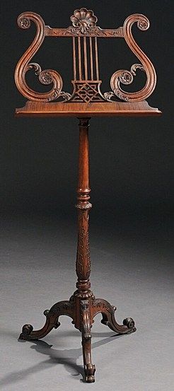 Music Stand; Rosewood, Carved Lyre Support, Turned Stem, Acanthus Legs, 52 inch. Sheet Music Storage, Wooden Music Stand, Musician Room, Piano Desk, Sheet Music Stand, Music Stands, Guitar Stands, Piano Stool, Internal Design