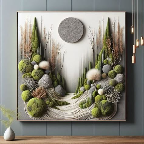 Preserved Moss Art, Idea For Wall, Green Textures, Mos Wand, Interior Design Pieces, Diy Moss, Moss Decor, Living Wall Art, Dorm Wall Decor