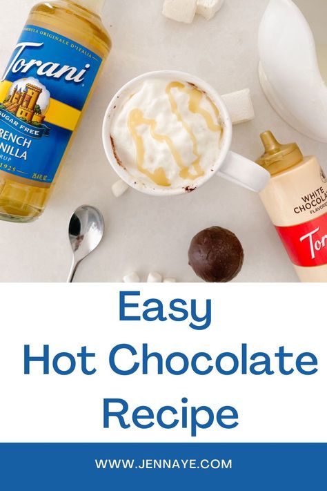 Sip on this creamy, chocolatey hot cocoa recipe. This French vanilla syrup is sugar free and can be used in many different recipes! Try it now with your favorite Torani Sugar Free Syrups for a variety of flavors. #torani #sugarfreestart Homemade Coffee Creamer With Torani Syrup, French Vanilla Hot Chocolate Recipe, Torani Toasted Marshmallow Syrup, Torani Salted Caramel Syrup Recipes Coffee, Drinks Using Torani Syrups, Torani White Chocolate Syrup, Vanilla Hot Chocolate, French Vanilla Syrup, Vanilla Drinks