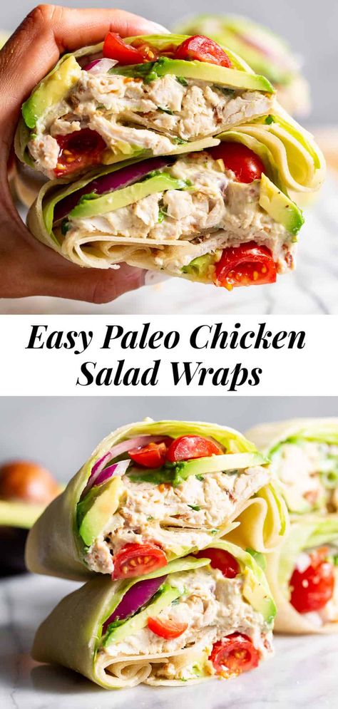 Grain Free Tortillas, Chicken Salad Wrap Recipe, Chicken Salad With Avocado, Paleo Wraps, Paleo Chicken Salad, Easy Paleo Chicken, Paleo Baking Recipes, Candida Recipes, Chicken Salad Wrap