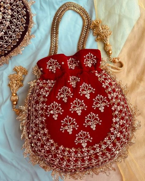 The Anarkali Potli Add a touch of sophistication to your look with our handcrafted potli bag, perfect for any occasion! Made with love and premium materials, this bag is a must-have for any fashion enthusiast❤️ #potlibag #sacitpotlis #handcrafted #luxurybag #fashionaccessories #eveningbag #clutchbag #purses #handbags #womenfashion #accessorygoals #luxuryfashion #highendfashion #fashionstyle #baglove #clutchlove Potli Design, Embroidery Clutch, Latest Bridal Lehenga Designs, Fancy Embroidery, Bridal Lehenga Designs, Latest Bridal Lehenga, Birthday Wishes For Sister, Potli Bag, Potli Bags