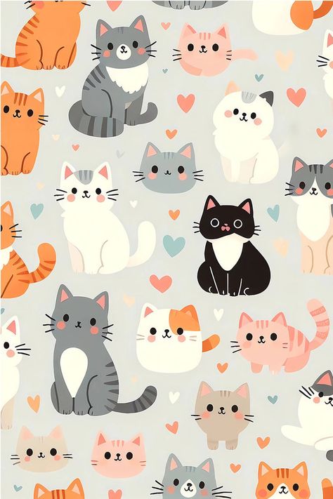 It's an ideal choice for cat lovers looking to express their affection for these adorable pets. #cat #pattern Aesthetic Cat Names, Cat Pattern Wallpaper, Names Cat, Wallpaper Gatos, Cat Tattoo Design, Cat Phone Wallpaper, غلاف الكتاب, Lady Cat, Cat Drawings