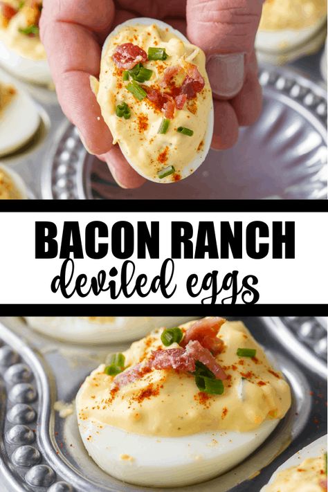 Bacon Ranch Deviled Eggs, Egg Dinner, Bacon Deviled Eggs Recipe, Ranch Deviled Eggs, Stuffed Eggs, Classic Deviled Eggs, Deviled Eggs Recipe Easy, Devilled Eggs Recipe Best, Deviled Eggs Recipe Classic