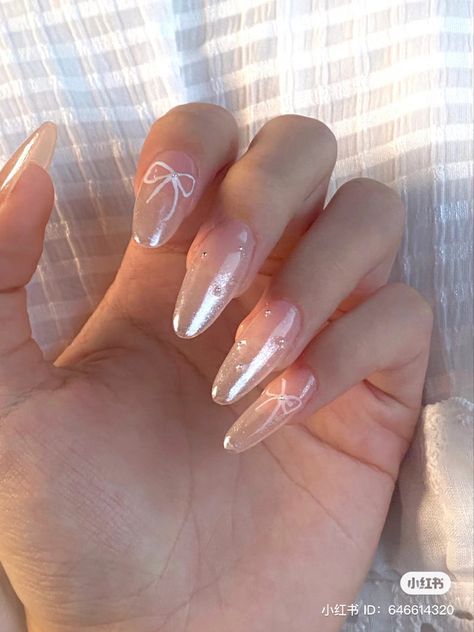 Coquette Nails, Pretty Gel Nails, Pearl Nails, Soft Nails, Nagel Inspo, Dream Nails, Funky Nails, Minimalist Nails, Nail Shapes