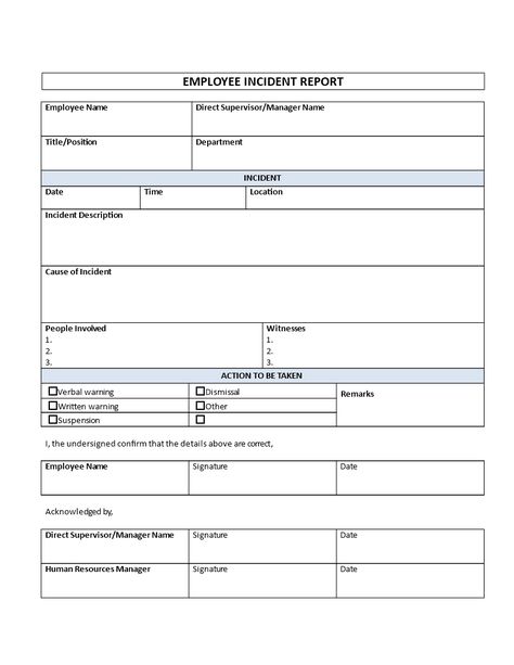 Evaluation Employee, Incident Report Form, Case File, Incident Report, Restaurant Ideas, Human Resource, Hr Management, Certificate Design, Form Template