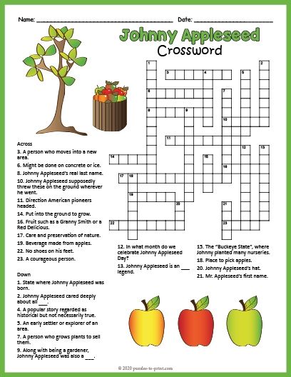 Third Grade Crossword Puzzle Free, Johnny Appleseed Activities 3rd Grade, Fall Crossword Puzzles Printable, Facetime Games, Fall Crossword, Fall Puzzles, Classroom Worksheet, Halloween Crossword Puzzles, Pencil Games