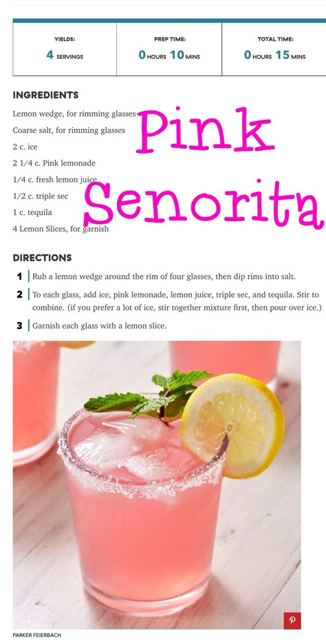 Pink Senorita Cocktail, Pink Sparkly Alcoholic Drinks, Pink Drink Low Calorie, Pink Drinks Alcohol Tequila, Alcholic Drink Aesthetic Pink, Pretty In Pink Drink, Pink Alcoholic Drinks For A Party Tequila, Pink Drinks Alcohol Recipes, Barbie Drinks Party