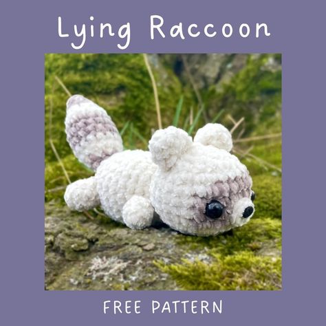 g i n a | LYING RACCOON FREE PATTERN🩶🌿 another free pattern is finally here! i hope everyone enjoys making their own raccoon! & big thank you to… | א�ינסטגרם Yarn Projects Crochet, Crochet Baby Projects, Easy Crochet Animals, Crochet Eyes, Beginner Crochet Tutorial, Quick Crochet Patterns, Crochet Animals Free Patterns, Crochet Amigurumi Free Patterns, Beginner Crochet Projects