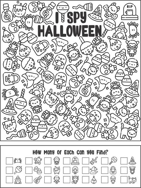 Halloween I Spy Activity Worksheet I Spy Halloween Printables, I Spy Printables For Kids Free, Visual Scanning Worksheets, Halloween Worksheets For Kids, I Spy Halloween, Spy Halloween, Halloween Worksheet, Halloween Activity Sheets, Homeschool Fun