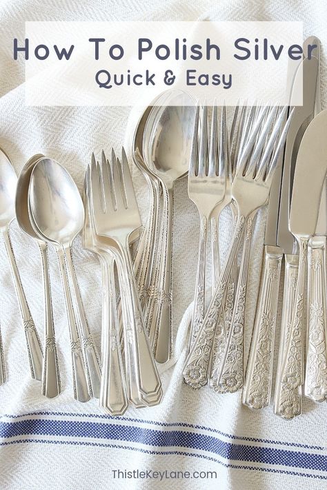 Wondering how to polish sterling silver? Look no further than this quick and easy method of cleaning silver to improve your tablescapes. #tablescapes #placesettings #silverware #sterlingsilver #howtocleansilver #howtopolishsilver Polish Silverware, How To Clean Silverware, Pretty Tablescapes, Cleaning Silver, Sterling Silverware, Pretty Table Settings, Cleaning Painted Walls, How To Clean Silver, Clean Sterling Silver